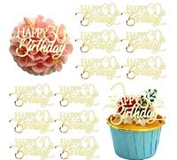 12 Pieces Happy Birthday 21st 30th 40th 50th 60th 70th Gold Mirror Acrylic Cupcake Topper Birthday Cake Decorations Party Supplie (30th)