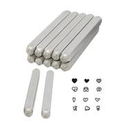 12 Pieces Heart Shaped Sturdy Steel Stamp Set Accessory for Jewelry Making and Crafting with 3MM Steel Punches Crafting Tool