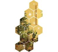 12 Pieces Hexagon Wall Mirror Sheets Self-Adhesive Acrylic Mirror For Car, Bedroom, Living Room, Bathroom Decoration
