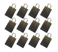 12 Pieces Hotfoil Gold Bronzing Krafts Paper Bags Food Packaging Bag With Handle Elegant Birthday Present Wrapping Birthday Party