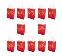 12 Pieces Hotfoil Gold Bronzing Krafts Paper Bags Food Packaging Bag With Handle Elegant Birthday Present Wrapping Elegant Paper