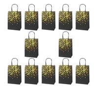 12 Pieces Hotfoil Gold Bronzing Krafts Paper Bags Food Packaging Bag With Handle Elegant Birthday Present Wrapping Bags