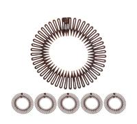 12 Pieces In Classical Style Circle Headbands with Teeth,Full Circular Stretch Comb Headband,Flexible Hair Wrap Holder Hair Comb for Women Girls (Brown, One Size)