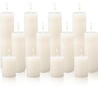 12 Pieces Ivory Pillar Candles, Dripless Unscented Candles, Paraffin Wax Tall Candle for Halloween, Spa, Holiday, Birthday, Home, Bath, Reception Decor, 2'' x 3'', 2'' x 6'', 2'' x 8''