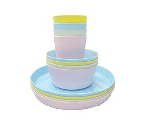12 Pieces Kitchenware Set Dinnerware Fruit Soup Rice Bowl Plates Mugs Set Dishwasher Microwave Safe