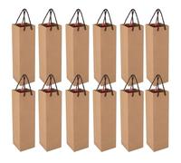 12 Pieces Kraft Paper Wine Bottle Bag, Sturdy Reusable Kraft Paper Wine Tote Bag with Handles for Christmas, Party, Retail Merchandise, Shopping, 13.7 x 3.7 x 3.7 in (Brown)