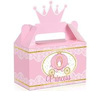 12 Pieces Little Princess Party Box Princess Crown Treat Box Princess Theme Party Supplies Pink and Gold Candy Party Goodies Box Baby Shower Girl Birthday Party Decorations 5.95 x 3 x 7.5 Inches
