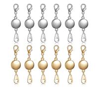 12 Pieces Locking Magnetic Jewelry Clasp Round Necklace Closures Bracelet Extender for Making