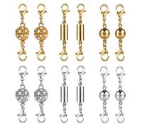 12 Pieces Locking Magnetic Jewelry Clasps Double Lobster Clasps, Magnetic Bracelet Necklace Clasps and Closures Jewelry Clasp Extenders for Jewelry Bracelet Necklace Making (4.3 CM)