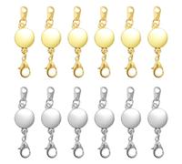 12 Pieces Locking Magnetic Jewelry Connector Extender Magnet Clasp Round Necklace Clasp Closures Bracelet Extender for Jewelry Making, Necklace Bracelet DIY(Gold, Silver)