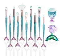 12 Pieces Makeup Brush Set with Mermaid Beauty Hair Clip, Women Cosmetic Brush Set Foundation Powder Cream Eyebrow Eyeliner Blush Cosmetic Concealer Brush Children Girls Christmas Make Up