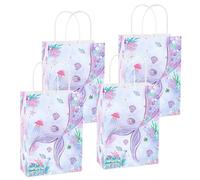 12 Pieces Mermaid Party Favour Bags Under the Sea Party Goodie Bags Marine Sea Animals Treat Bags Reusable for Girls Birthday Baby Shower Bridal Shower