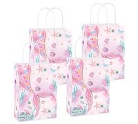 12 Pieces Mermaid Party Favour Bags Under the Sea Treat Bags Marine Sea Animals Party Goodie Bags Reusable for Girls Birthday Baby Shower Bridal Shower