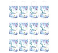 12 Pieces Mermaids Themed Paper Gift Packaging Bags For Birthdays Weddings Handmade Fish Tail Print Party Gifts Birthday Celebration