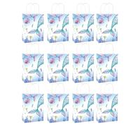 12 Pieces Mermaids Themed Paper Packaging Bags For Birthdays Weddings Handmade Fish Tail Print Party Gifts Bags
