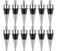12 Pieces Metal Bottle Stopper 16 x 3/8 Blank Stainless Steel Wine Bottle Stopper Kit Reusable Wine Saver Corks Chrome Bottle Stopper Set Hardware for Wedding Wine Party Bar Turning