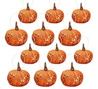 12 Pieces Mini Halloween Tree Baubles Glittery Party Decoration Artificial Foam Pumpkin Hanging Ornaments Halloween Hanging Tree Balls Pendants for Halloween Party Decorations