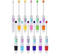 12 Pieces Multicolor Beaded Pens 4in1 Colorful Bead Pen Retractable Ballpoint Pens for Creation Kits Students Durable