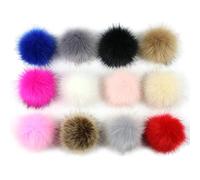 12 Pieces Multicolored Faux Pompoms Ball with Rubber Band for Hat Shoes Scarves Bag Charms Mix Bright Color Ball Keychain Balls Artificial Faux Solid Color