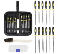 12 Pieces Needle File Set Carbon Steel File Set for Metal and Wood, Includes Flat Round Square Half-Round Triangular Files & Cleaning Brush Ideal for Precision Work Jewelry Makin