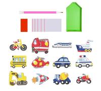12 Pieces of Cartoon Vehicle Stickers and 8 Pieces of Sticker Tools, DIY Sticker Set, Waterproof Stickers, Children's Toys, Creative Puzzle Games, Interesting DIY Stickers
