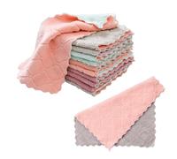 12 Pieces of Coral Velvet Rags, Kitchen Cleaning Cloths, Microfiber Cloths, Absorbent and Oil-Removing Rags, Reusable Dish Towels, Double-Sided Scouring Pads