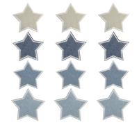 12 Pieces of Five-Pointed Star Embroidery Patches, Simple and Versatile Cloth Stickers, Clothing Decoration Accessories, DIY Handmade Patch Stickers, Bag Embroidery Cloth Stickers.