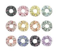 12 Pieces Of Flower Hair Loops, Simple Elastic Hair Loops, Colored Ponytail Head Ropes, Cute Hair Decorations, And Matching Pieces For Clothing.