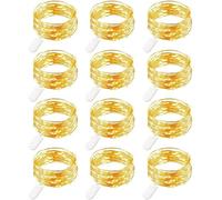 12 Pieces of LED Fairy String Lights LED String Lights Battery Powered 20 lights/2m Copper Wire Lights for Home Garden Mothers Day Wedding Party Christmas Halloween Concerts Bars Clubs Hotels(Warm)