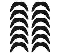 12 Pieces of Mustaches, Fake Beard Props, Self-Adhesive Artificial Beards, Hippie Fake Beards, Novelty Fake Beards, Holiday Party, Role-Play Props and Accessories Black