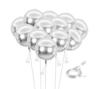 12 Pieces Of Silver Balloons And 1 Roll Of Ribbon, Aluminum Film Balloons, Fashionable And Simple Balloons, Party Decoration Supplies