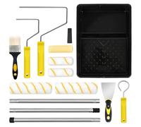 12 Pieces Paint Roller Set with Extension Pole, Professional Paint Rollers and Trays Sets, 9 inch Painting Roller Set, Paint Brush - Rollers Kit for Painting Walls, Edges & Ceilings