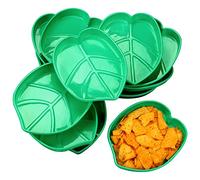 12 Pieces Palm Leaf Plates Hawaii Style Snack Tray Reusable Cookies Candy Dip Palm Leaf Serving Platter Green Plastic Food Tray Luau Party Plates for Jungle Safari Tropical Birthday Supplies