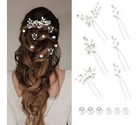 12 Pieces Pearl Crystal Bridal Hair Pins Hair Accessories for Women Wedding Hair Pieces for Brides Vintage Hair Decorations for Bride Bridesmaids