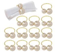 12 Pieces Pearl Napkin Rings, Ele Napkin Rings, Table Decoration Items, Suitable for Home, Hotel, Restaurant, Bar