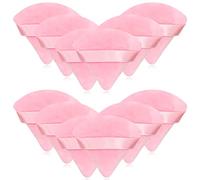 12 Pieces Pink Cosmetic Powder Puff,2.76 inch Portable Soft Sponge Setting Face Puffs,Triangle Velvet Powder Puff with Ribbon Band Handle for Loose Powder Body Powder Makeup Tool