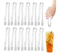 12 Pieces Plastic Serving Tongs, 6.3" Clear Kitchen Food Tongs, Easy to Hold Small Serving Utensil for Party Buffet Appetizer Salad Catering Ice (12pcs)