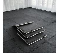 12 Pieces Plush Foam Mats Interlocking 30x30cm 12 Pieces with Border for Kids Living Room Bedroom (Black)