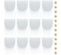 12 Pieces Pre-Cut Gnome Beard Wooden Balls Dwarf Beard for Valentine's Day Crafting Supplies Christmas Holiday, White