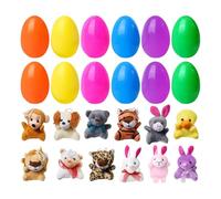 12 Pieces Prefilled Easter Eggs with Plush Animal Toys, Stuffed Pre Filled Eggs Stuffer Plushies, Easter Basket Stuffers Filler Plush Toys Easter Decorations Party Favors Supplies for Kids