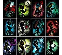 12 Pieces Princess Diamond Painting Kit 5D Adult Diamond Art Round F