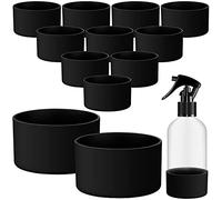 12 Pieces Protective Boot for 16 oz Makeup Spray Bottle Anti Slip Bottom Silicone Sleeve Cover 12 oz - 24 oz Water Bottle Boot Washable Silicone Water Bottle Sleeve Protector Base for Bottles, Black