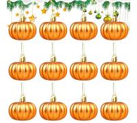 12 Pieces Pumpkin Hanging Ornaments, 5.5cm Autumn Halloween Tree Decorations, Pumpkin Ball Halloween Baubles, Halloween Tree Baubles, Halloween Pumpkin Decorations, For Halloween, Harvest Parties