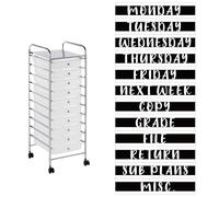 12 Pieces Rolling Storage Cart Labels 10 Drawer Rolling Storage Cart Label Blackwhite Classroom Decor for Teacher Office School Classroom Organization