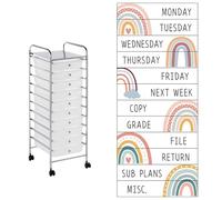 12 Pieces Rolling Storage Cart Labels 10 Drawer Rolling Storage Cart Label Boho Classroom Decor for Teacher Office School Classroom Organization