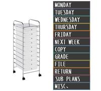 12 Pieces Rolling Storage Cart Labels 10 Drawer Rolling Storage Cart Label Chalkboard Brights Classroom Decor for Teacher Office School Classroom Organization
