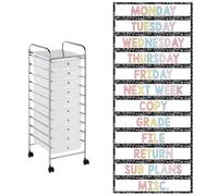 12 Pieces Rolling Storage Cart Labels 10 Drawer Rolling Storage Cart Label Composition Classroom Decor for Teacher Office School Classroom Organization