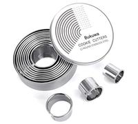 12 Pieces Round Cookie Biscuit Cutter Set,Graduated Circle for Pastry,18/8 Stainless Steel Donut Cutter Ring Molds