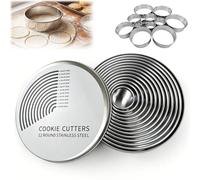 12 Pieces Round Cookie Cutter Set, Stainless Steel Mini Pastry Cutters | Easy to Clean,Anti Slip Design,Doughnut Round Biscuit Pastry Cutters ,for Donuts, Pastries, Fondant, Silvery