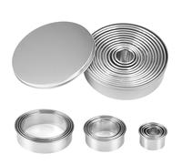 12 Pieces Round Crumpet Rings for Baking,2.4-11.2cm Food Grade Stainless Steel Muffin Rings for Baking Cooking,Sharp Edge Non-Stick Fried Egg Ring for Dessert Making, Home Bakings and Kitchen Use